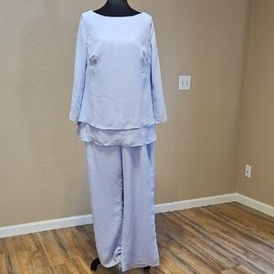 Elegant Light Blue Two-Piece Set